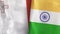 India and Malta two flags textile cloth 3D rendering