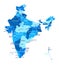 India map. Cities, regions. Vector