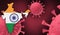 India  map with flag pattern on  corona virus update on corona virus background, space for add text,information,report new case,