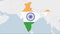 India map highlighted in India flag colors and pin of country capital New Delhi