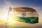 India national flag textile cloth fabric waving on the top
