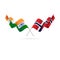 India and Norway flags. Vector illustration.