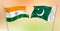 India Pakistan flag together face to face, gradient background