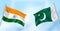 India Pakistan flag, unity in diversity, sky background, country flag of two nation