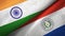 India and Paraguay two flags textile cloth, fabric texture