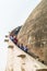 INDIA. People walking down from the historic granary in Bihar