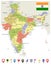 India Political Map and Flat Map Icons
