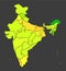 India population heat map as color density illustration