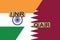 India and Qatar currencies codes on national flags background