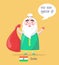 India Santa Claus with Bag Vector Illustration