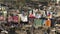 India slum with clothes hanging