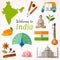 India travel banner. Vector flat style flyer design.