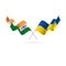 India and Ukraine flags. Vector illustration.