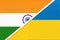 India and Ukraine, symbol of national flags from textile