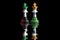 India and United Arab Emirates flags paint over on chess king. 3D illustration