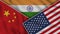 India United States of America China Flags Together Fabric Texture Effect Illustrations