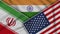India United States of America Iran Flags Together Fabric Texture Illustration
