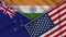 India United States of America New Zealand Flags Together Fabric Texture Illustration