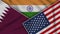 India United States of America Qatar Flags Together Fabric Texture Illustration