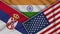 India United States of America Serbia Flags Together Fabric Texture Illustration