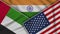 India United States of America United Arab Emirates Flags Together Fabric Texture Illustration