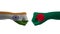 INDIA vs BANGLADESH hand flag Man hands patterned with the INDIA vs BANGLADESH flag