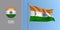 India waving flag on flagpole and round icon vector illustration