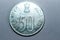 Indian 50 paise silver colour coin