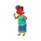 indian aged woman with aggressive emotion shouting at son cartoon vector