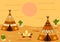 Indian american native teepee tent cartoon background illustration