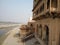 Indian ancient temple on the banks of the Yamuna river