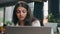 Indian anxious woman with computer working business problem in office Arabian dissatisfied girl worker upset confused