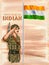Indian Army soilder saluting flag of India with pride