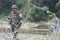 Indian Army soldiers patrol at an army helipad near the Line of Control LoC near Poonch