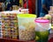 Indian assorted sweets or mithai for sale during Deepavali or Diwali festival at the market