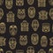 Indian aztec and african historic tribal mask seamless pattern