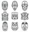 Indian aztec and african historic tribal mask vector set