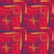 Indian boho summer bandana seamless symmetrical pattern. Versatile masculine red blue scarf print in kaleidoscopic