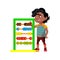 indian boy counting at mathematic lesson cartoon vector