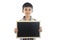 Indian boy holding school slate