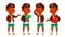 Indian Boy Kindergarten Kid Poses Set Vector. Preschooler Playing. Friendship. For Web, Poster, Booklet Design. Isolated