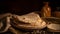 Indian Bread Roti or Chapati with Wheat Ears on Tabletop Background