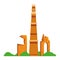 Indian building monuments icon cartoon