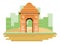 Indian building monuments icon cartoon