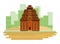 Indian building monuments icon cartoon