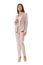 Indian business woman in beige pant suit full body protrait in h