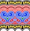 Indian chunri mosaic seamless border with hearts