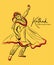 Indian classical dance Kathak sketch or vector illustration