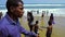 Indian crowd & tourist enjoying on popular Beach, one of the most famous Indian beaches.