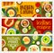 Indian cuisine food banners, spice dishes, dessert